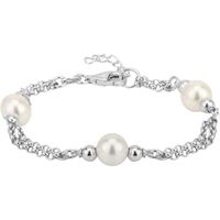 Vanbelle bijoux en argent sterling bracelet de perles double couche avec perle swarovski et plaque rhodium pour femmes et fil