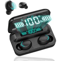 Écouteur Bluetooth,Écouteurs sans Fil Bluetooth 5.0,Auriculaire Oreillette Mic Sport Casque avec 2800 mAh LED Étui de Charge Portabl