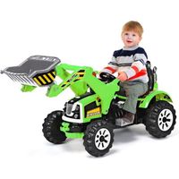 COSTWAY Tracteur pour Enfants 3-8 Ans, Tracteur Electrique avec 2 Choix de Vitesse et Chargeuse, Marche Avant et Arrière Vert