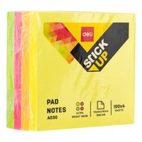 Stick Up Notes adhésives repositionnables  76×76mm - 4×100 feuilles  4 couleurs vifs