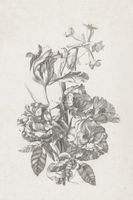 papier peint panoramique nature morte de fleurs noir et blanc - 1,86 x 2,79 m - 158887
