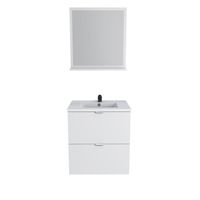 Meuble de salle de bain - LEQUAIDESAFFAIRES - MALAGA 60 cm - 2 tiroirs - Blanc laqué