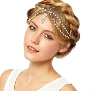 HENGSONG Bandeaux Mariage Bijoux Cheveux Chaîne Headband en Perles pour Femme Accessoire Mariage Soirée Anniversaire Décoration Ornements de Cheveux 