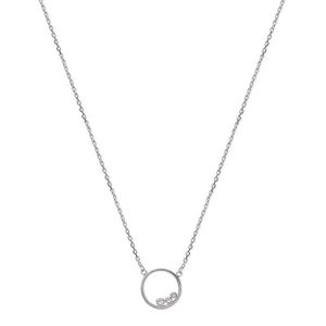 Collier En Argent 925 Rhodié Avec Zirconium Rond 6mm - Neuf Avec étiquettes, Serti 4 Griffes