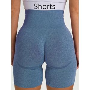 PANTALON DE SPORT Pantalon de sport,Guerin-Leggings moulants taille haute sans couture pour femme,pantalon de yoga,short de fitness- Blue Shorts