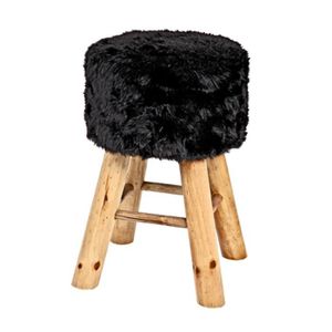 Relaxdays Tabouret fausse fourrure pouf poils synthétiques imitation