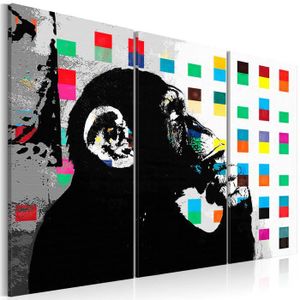 TABLEAU - TOILE Tableau The Thinker Monkey by Banksy 120x80 cm - T