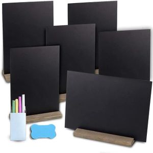 ARDOISE - CRAIE Lot de 6 Mini enseignes de tableau noirs double face avec supports eois 15,2 x 22,9 cm avec Craie Et gomme3