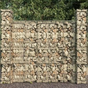 CLÔTURE - GRILLAGE Mur en gabion rectangulaire VGEBY - Acier galvanisé - 600 x 50 x 200 cm - Capacité de charge 1 400 kg/m³