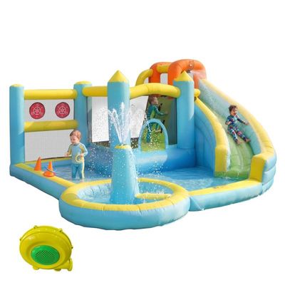 Toboggan Aquatique Gonflable 200x85x80 Cm – Mur D’escalade, Centre De Jeu – Intérieur/extérieur – Bleu