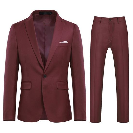 Allthemen Costume Homme 2 Pièces Blazer Mariage Élégant Avec Fente Arrière - Affaires Et Soirée
