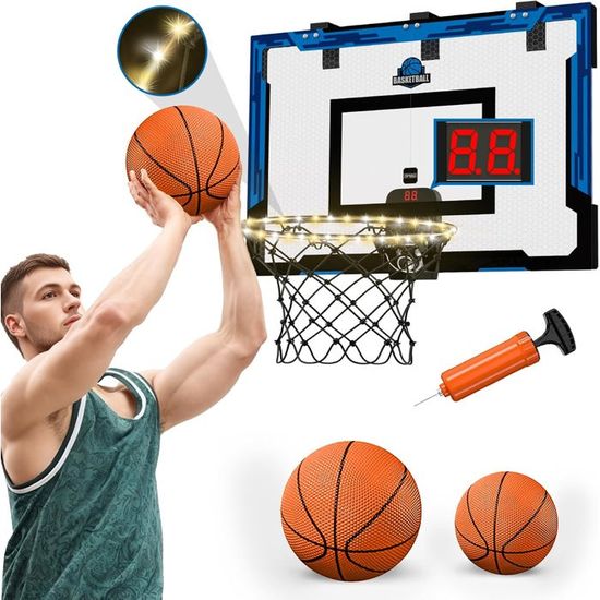 Panier De Basket Intérieur HYES 24x16 Avec Éclairage LED, Scoreur Et 2 Ballons – Chambre & Bureau