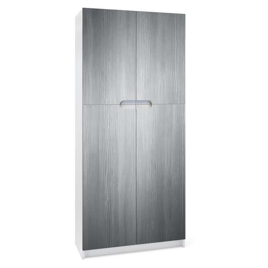 Vladon Armoire de bureau Rangement Logan, Corps en Blanc mat , Façades en AvolaAnthracite