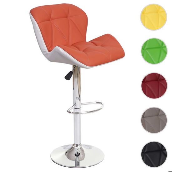 Tabouret De Bar Réglable En Hauteur HWC-F16 - Similicuir, Dossier, Rotatif, Repose-pieds - Moderne