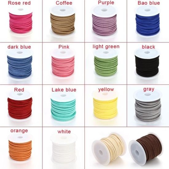 Chstarina 12 Couleurs 2.4M Cordon En Cuir Cordon, 3 Mm X 5 M Cordon Cuir Pour Bracelet Cordon