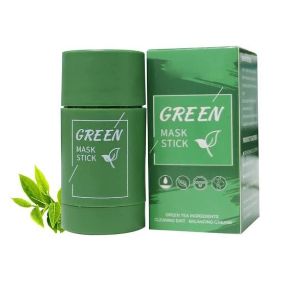 Masque Visage Solide En Stick Au Thé Vert - 2 Pièces - Pour Peaux Grasses Et Sèches - Neuf