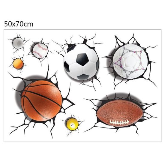 3D Sticker Mural,Sticker Mural Enfant Football 3D Stickers Muraux Enfants  Amovible Salon Chambre Football - Cdiscount Au quotidien