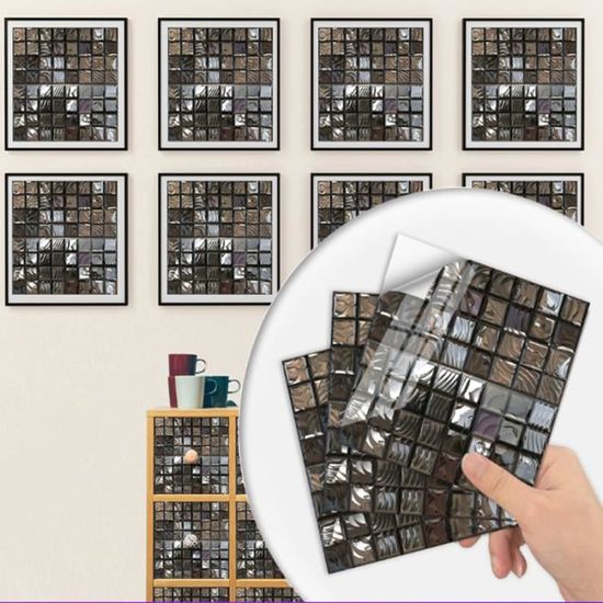 Stickers muraux en PVC imperméable 20 pièces 15X15cm Stickers carrelage