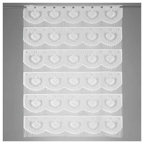 Voilages - Voilage modulable en maille - 45 cm - 844 Coeur floral - Blanc