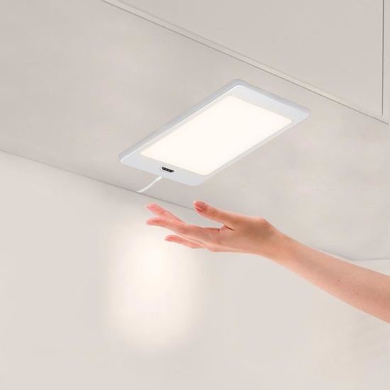 Éclairage sous meuble cuisine en plastique blanc, Hazan, 4W, 3000K LED,  avec interrupteur