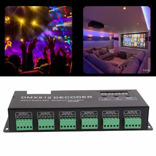 Décodeur DMX 512 4 Canaux RGBW - Contrôleur Pour Bande LED - Alimentation 12-24V, Sortie Max 4A