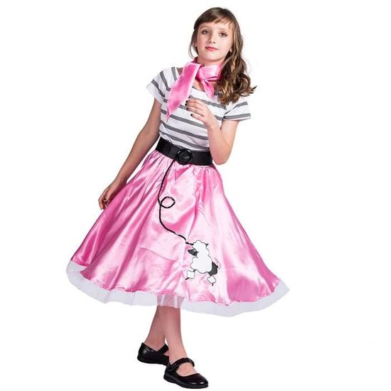Jupe DG3QN Caniche jupe 50 ans Costume Outfit Halloween Retro écharpe
