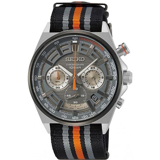 Bracelet cuir / tissu homme - SEIKO - Montre Seiko Sport chrono bracelet nato - Couleur de la matière:Blanc