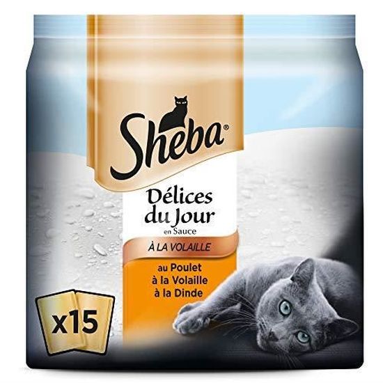 Sheba Délices du Jour – Nourriture humide pour chat adulte - sélection à la volaille en sauce – Sachets fraîcheur 75 x  40301