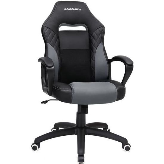 SONGMICS Fauteuil Gamer, Fauteuil de Bureau, avec Mécanisme basculant, Charge jusqu'à 150 kg, OBG38BG