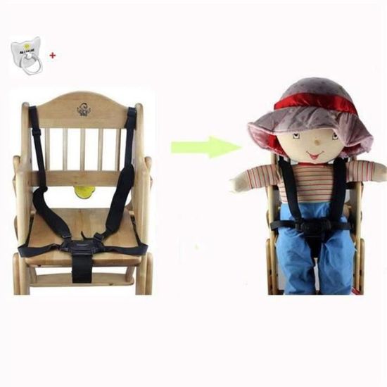 Harnais De Sécurité 5 Points Universel Pour Chaise Haute Et Poussette - Réglable - Nylon Noir - Enfant