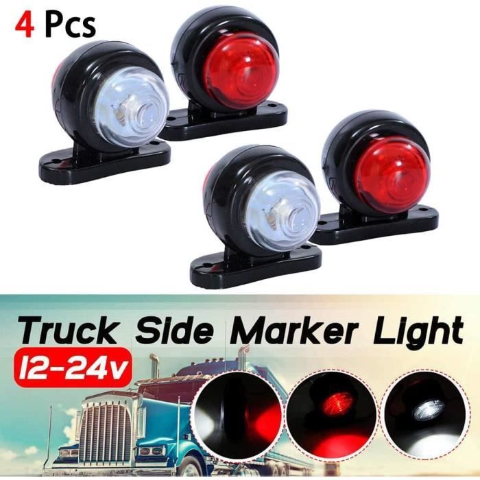 Ready Lot de 4 feux de position latéraux LED étanches pour remorque, van, caravane, camion, bateau 12 V/24 V (jaune Ready Lot de 4 feux de position latéraux LED étanches pour remorque, van, caravane, camion, bateau 12 V/24 V (jaune