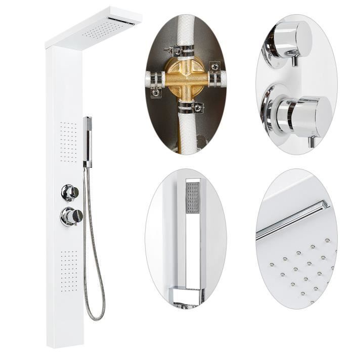 BLANC, COLONNE DE DOUCHE INOXYDANLE PANNEAU DE DOUCHE LAIZERE!!!