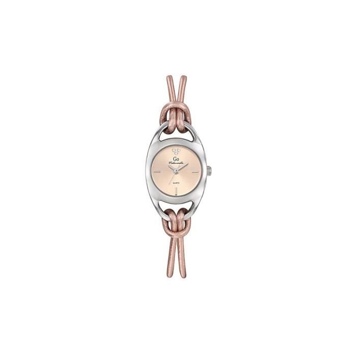 Bracelet cuir / tissu femme - GO GIRL ONLY - Montre femme Go Girl Only cuir rose irisé - Couleur de la matière:Blanc