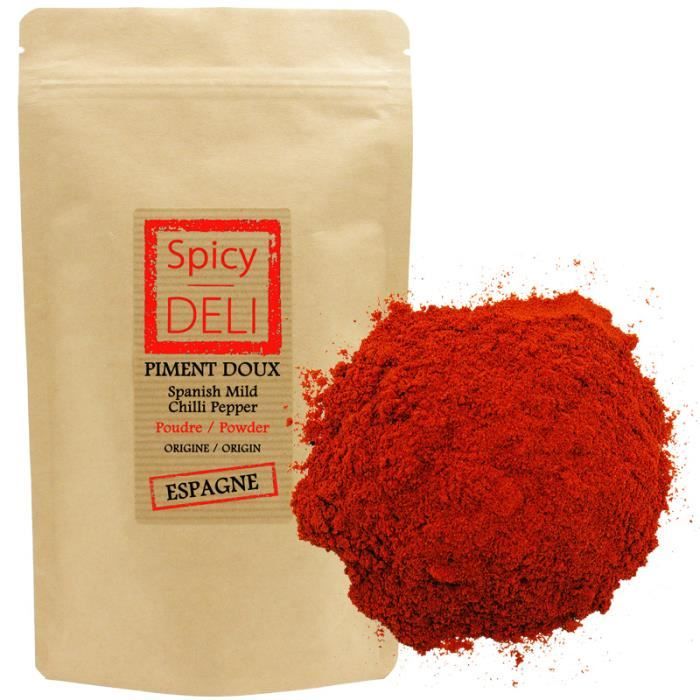 Piment doux d'Espagne -poudre- 100gr en sachet kraft alimentaire refermable.