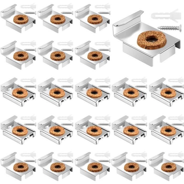 Dadabig 20 Pcs Support Mural Miroir De Fixation Pour Miroir Mural, Pince De Miroir De Fixation A Miroir Pour Clip Support Miroir302