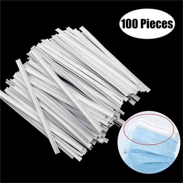 Clips de pont de nez pour masques (pour Protéger La Cavité Buccale, Leurs Masques Accessoires De Couture Bricolage, 3 MM*10CM) 100PC