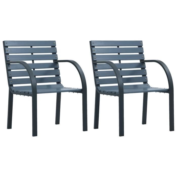 Lot de 2 Chaises de jardin Fauteuil de Jardin - Chaise Fauteuil Gris Bois Nouveau *642187