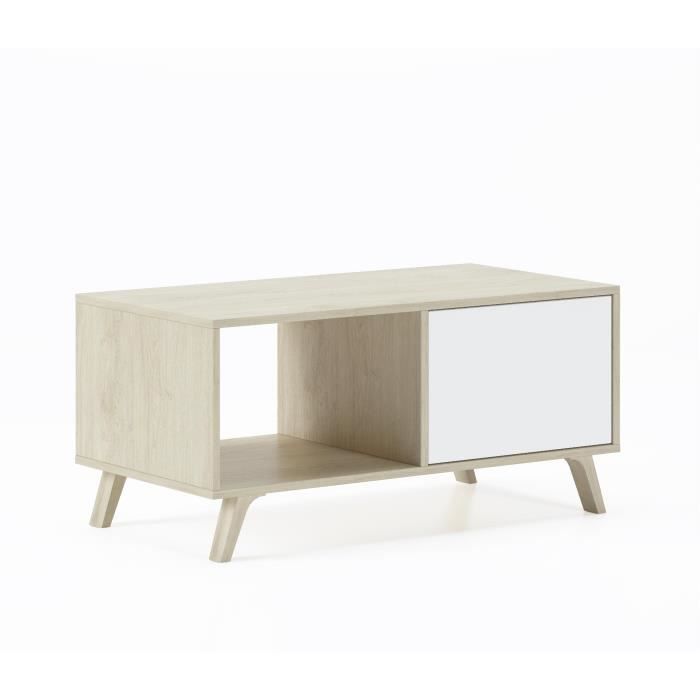 Table basse avec portes, salle à manger, modèle WIND, structure couleur Puccini, couleur portes blanches, mesure 92x50x45cm de haut.