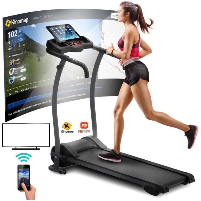 TAPIS DE COURSE Tapis De Course Pliable Electrique Leonardo Vitesse Maximale 12 kmh App KINOMAP et ZWIFT Multijoueur Bluetooth 140