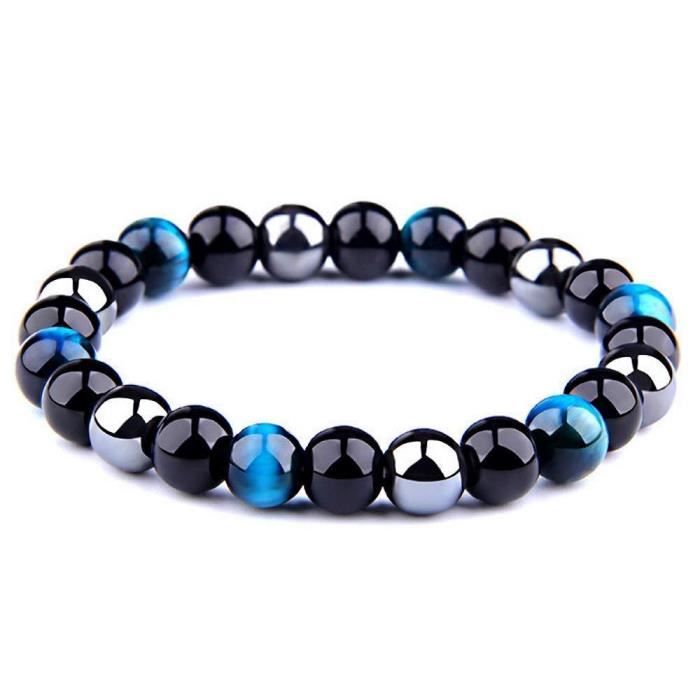 Bracelet Fashion Véritables Pierres Naturelles Triple Protection de 8 mm Hématit