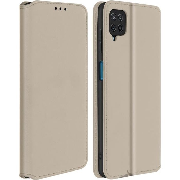 Housse Samsung Galaxy A12 Étui Folio Portefeuille Fonction Support doré