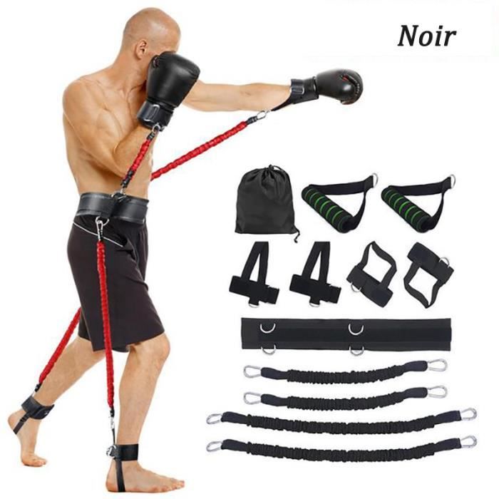 12 pcs-ensemble Bandes de Elastique Résistance 11.3 kg pour Taille et Jambes boxe exercice fitness -ZS7850 Noir