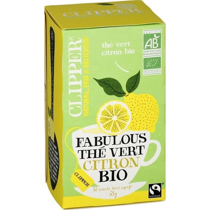 LOT DE 12 - CLIPPER Fabulous Thé vert bio citron - 20 Sachets