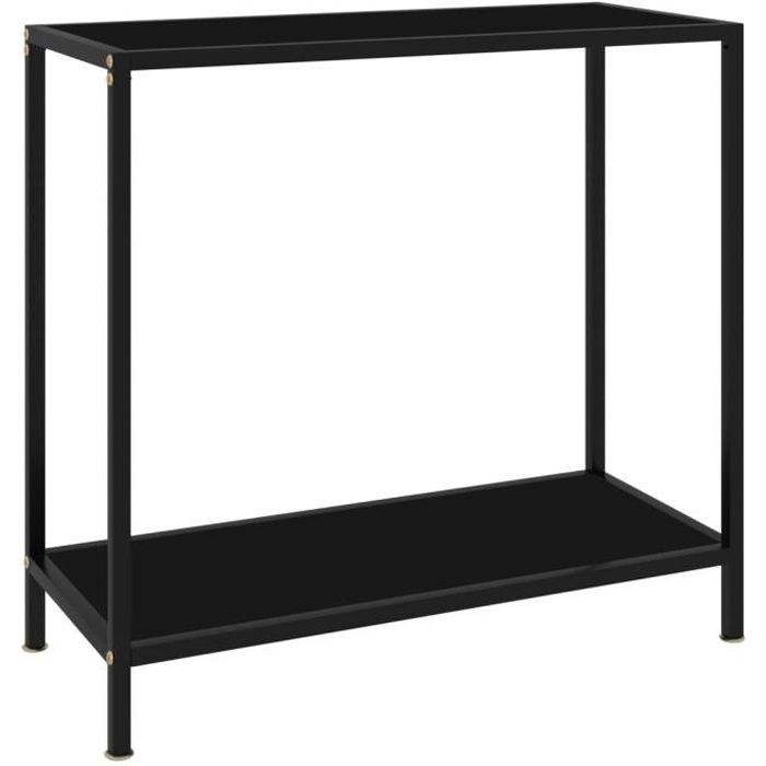 FAS Table console Noir 80x35x75 cm Verre trempé-N°1994