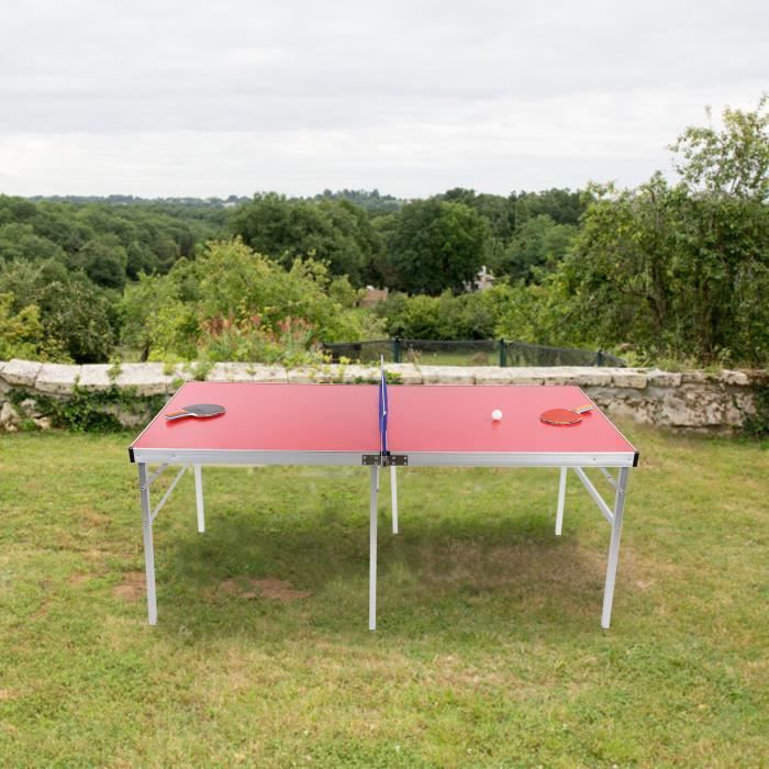 Table de ping-pong de tennis portative extérieure accessoire de costumes de jeu d'équipement - rouge HB035