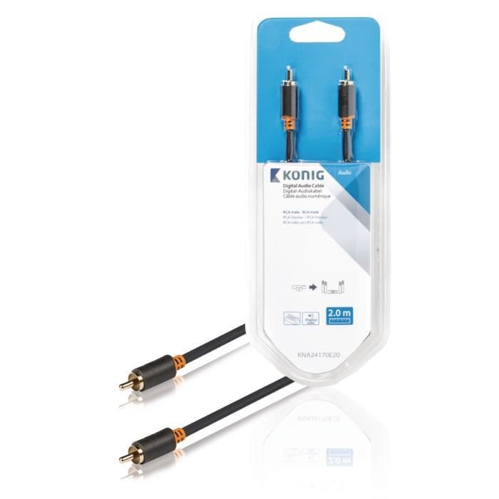 câble audio numérique rca m - rca m digital rca mâle - rca mâle 2.00 m anthracite NED-5412810225743
