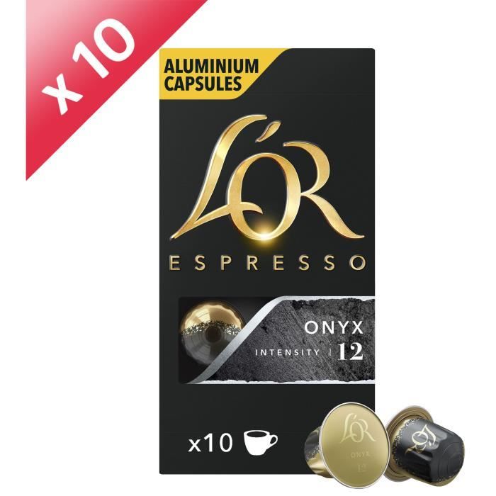 L'Or Espresso Café - 100 Capsules Onyx Intensité 12 - Compatibles Nespresso®* - Lot de 10 x 10