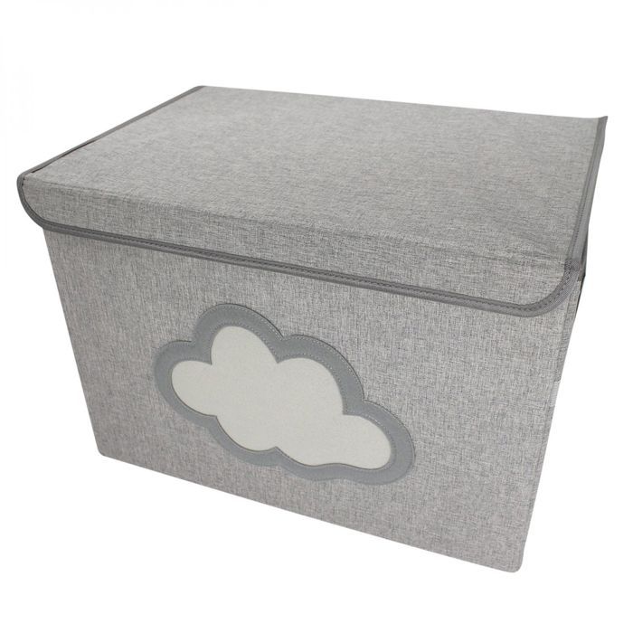 Boite de rangement, coffre à jouets pour enfant avec couvercle - 50 x 35 x 35 cm - Gris Nuage - Monsieur Bébé