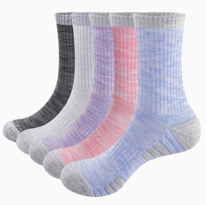 Lot de 5 Paires Chaussettes Femme Sports Randonnée Alpinisme Chaussettes en Coton Respirantes Anti-dérapantes 35/38