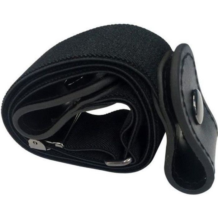 Ceinture élastique sans boucle, sans boucle, ceinture élastique pour robes pantalons jeans --- noir 80-100cm